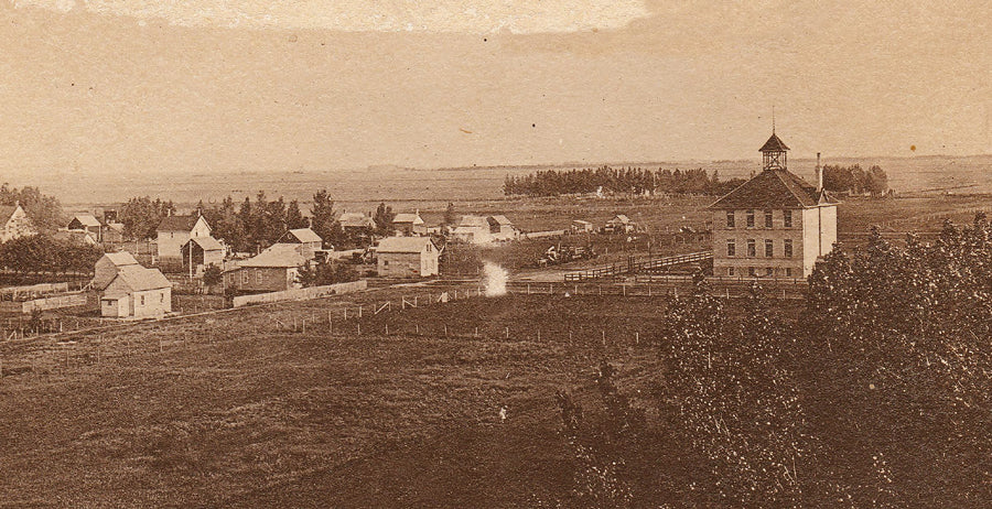 A very rare "arial" panorama photo of of the Winkler high school ca. 1912