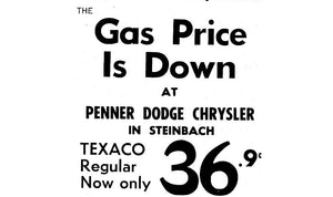 Gas price is down. 36.9 cents at Penner Dodge Chrysler in Steinbach! (regular only)