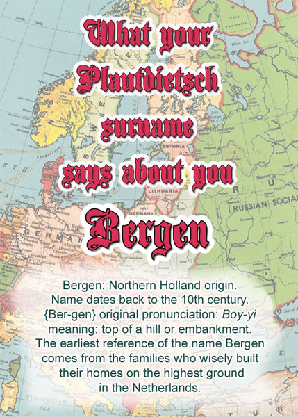 Bergen - What your Plautdietsch surname says about you