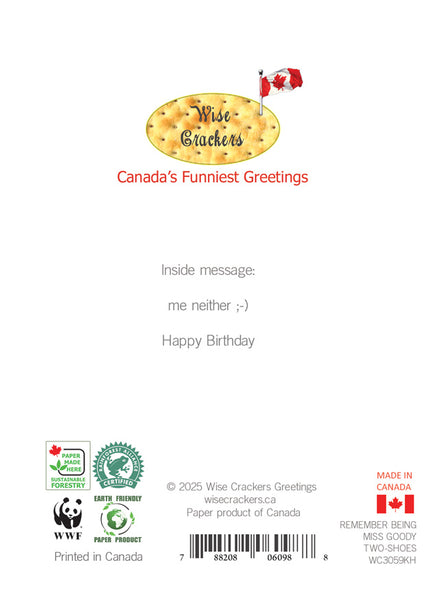 Miss Goody Two-shoes From Vincent Massey - Fun Birthday Card