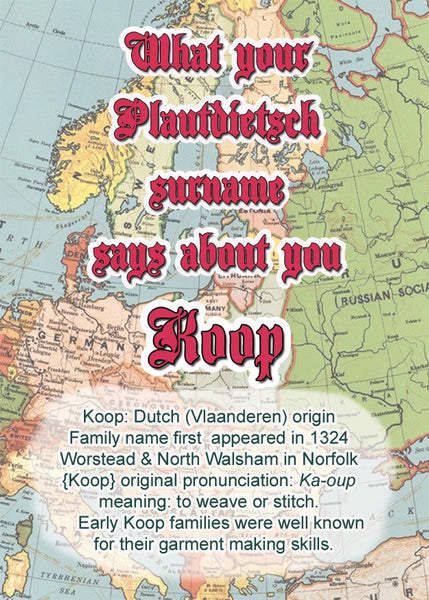 Koop - What your Plautdietsch surname says about you