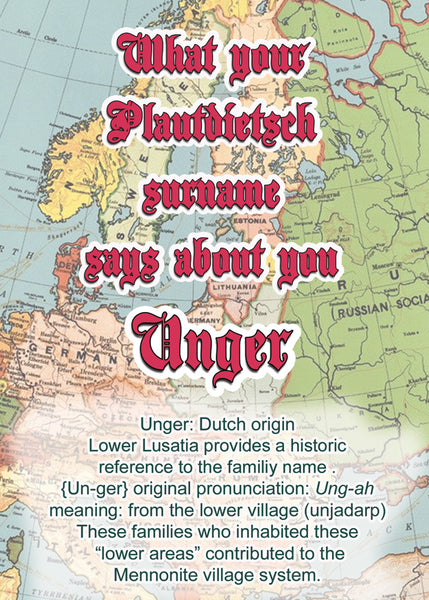 Unger - What your Plautdietsch surname says about you