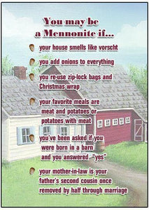 You May Be A Mennonite If (II) - Funny Mennonite Birthday Card - ObaYo.ca