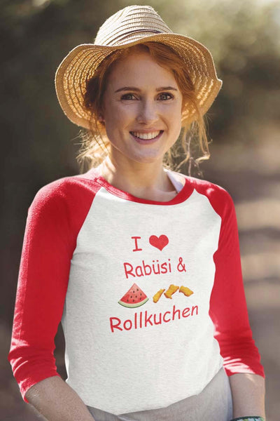I Heart Rabüsi and Rollkucken Fun Mennonite 3/4 Sleeve T - ObaYo.ca