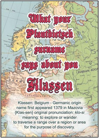 Klassen - What your Plautdietsch surname says about you - ObaYo.ca