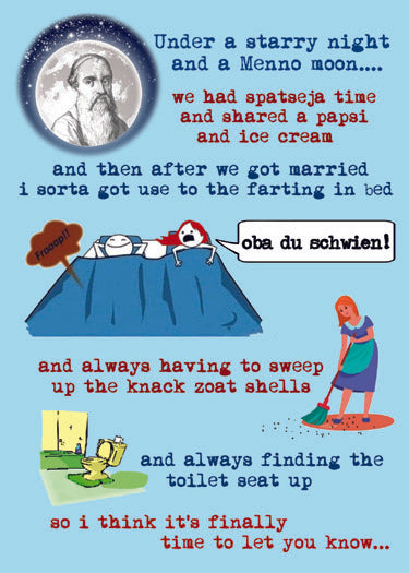 A Starry Night And A Menno Moon - Funny Mennonite Love Card