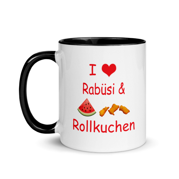 I Heart Rabüsi And Rollkuchen Ceramic Mug with  Inside Color Accent - ObaYo.ca