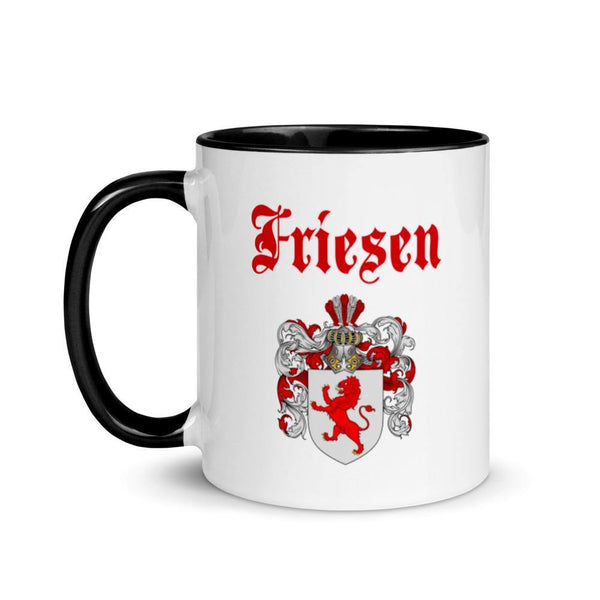 Friesen Family Crest Ceramic Mug With Inside Color Accent - ObaYo.ca