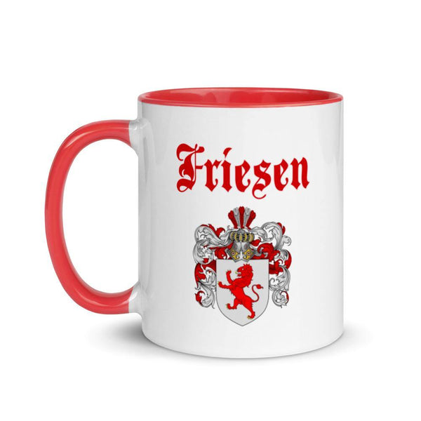 Friesen Family Crest Ceramic Mug With Inside Color Accent - ObaYo.ca